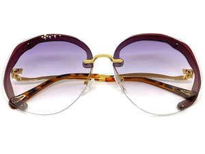 Exaggerated Classic Vintage Retro Style SUNGLASSES Round Light Purple Lens 2272