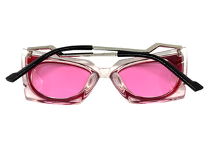 Classic Vintage Retro Cat Eye Style SUNGLASSES Funky Clear & Red Frame 1720