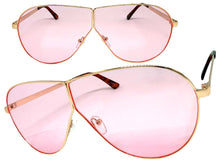 Oversized Modern Retro Shield Style SUNGLASSES Large Rose Gold Frame - Pink Lens 4617