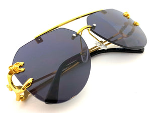 Men's Classy Elegant Luxury Modern Retro Style SUNGLASSES Large Gold Frame 27667