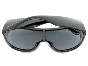 Oversized Exaggerated Modern Rerto Shield Style SUNGLASSES Large Black Frame 68246