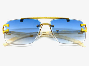 Men's Classy Elegant Luxury Retro Hip Hop Style SUNGLASSES Gold & Marble Frame E0932