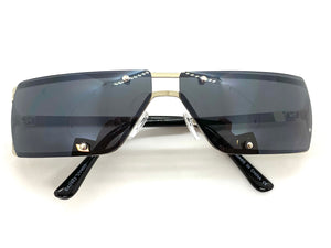 Contemporary Modern Wrap Style SUNGLASSES Silver Frame E0943