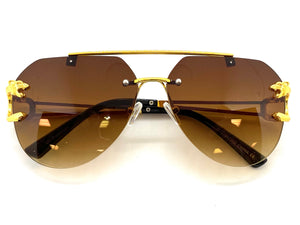 Men's Classy Elegant Luxury Modern Retro Style SUNGLASSES Large Gold Frame 27667