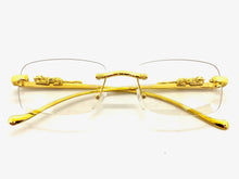 Classy Elegant Sophisticated Luxury Style Clear Lens EYEGLASSES Rimless Gold Frame E0661