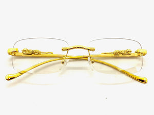 Classy Elegant Sophisticated Luxury Style Clear Lens EYEGLASSES Rimless Gold Frame E0661