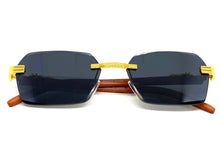 Classy Elegant Sophisticated Luxury Style SUNGLASSES Gold & Wooden Frame E0958