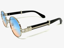 Classic Vintage Retro Hip Hop Style SUNGLASSES Oval Silver & Faux Wood Frame 27723