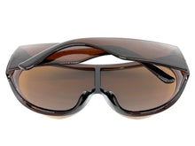 Oversized Exaggerated Modern Rerto Shield Style SUNGLASSES Large Brown Frame 68246