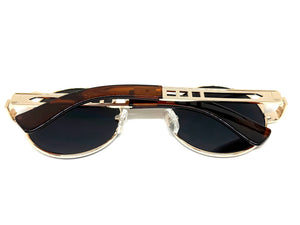 Classic Vintage Retro Steampunk Style SUNGLASSES Round Gold Frame - Blue Lens A137