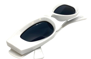 Classy Elegant Exaggerated Retro Cat Eye Style SUNGLASSES Thick White Frame 80533