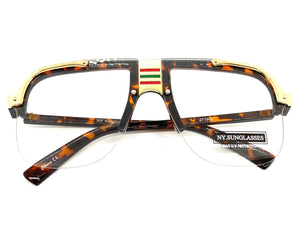 Men's Classic Vintage Retro Hip Hop Style Clear Lens EYEGLASSES Tortoise & Gold Frame 2719