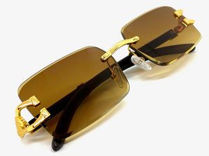 Classy Elegant Sophisticated Luxury Hip Hop Style SUNGLASSES Rimless Gold Frame 5210