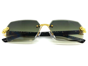 Classy Elegant Sophisticated Modern Luxury Style SUNGLASSES Gold & Black Frame E0969