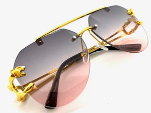 Men's Classy Elegant Luxury Modern Retro Style SUNGLASSES Large Gold Frame 27667