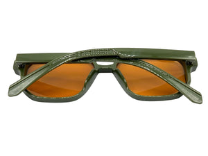Classic Vintage Retro Hip Hop Style SUNGLASSES Square Olive Green Frame 80930