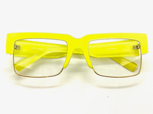 Classy Contemporary Modern Retro Clear Lens EYEGLASSES Neon Yellow & Gold Frame 8259