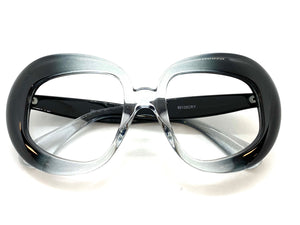Oversized Classic Vintage Retro Style Large Oval Black & Gray Lensless Eye Glasses- Frame Only NO Lens 80135