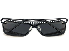 Sleek Modern Retro Shield Style SUNGLASSES Black Frame Chrome Lens 10415