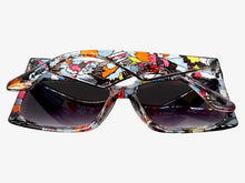 Oversized Exaggerated Vintage Retro Style SUNGLASSES X-Large Square Floral Frame 49308