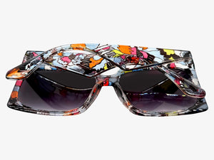 Oversized Exaggerated Vintage Retro Style SUNGLASSES X-Large Square Floral Frame 49308