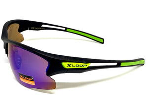 Sporty Wrap Around Cycling Fishing Biker SUNGLASSES Sleek Black Frame - Green Lens 2754
