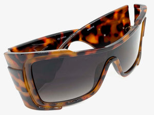 Oversized Classic Retro Wrap Shield Style SUNGLASSES Huge Super Thick Leopard Frame 80639