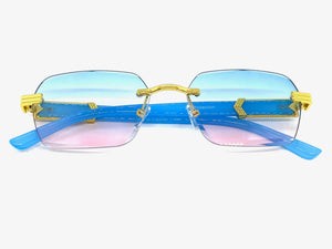 Men's Classy Elegant Luxury Retro Hip Hop Style SUNGLASSES Gold Rimless Frame 7522
