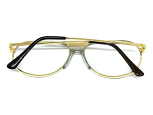 Classic TRUE Vintage Retro Aviator Style Clear Lens EYEGLASSES Gold Frame - Glass Lens M306