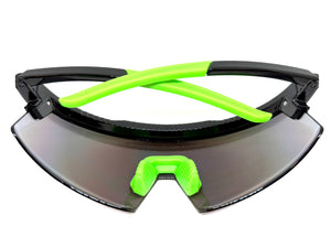 Oversized Retro Sporty Wrap Around Shield Style SUNGLASSES Large Frame - Green Lens 80963