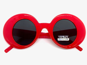 Oversized Exaggerated Vintage Retro Style SUNGLASSES Round Red Frame 1039