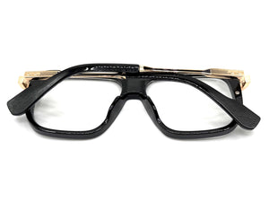 Classic Vintage Retro Hip Hop Rapper Style Clear Lens EYEGLASSES Black & Gold Frame 76006