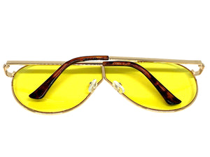 Oversized Modern Retro Shield Style SUNGLASSES Large Rose Gold Frame - Yellow Lens 4617