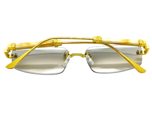 Classy Elegant Luxury Modern Style SUNGLASSES Rimless Gold Frame 5335