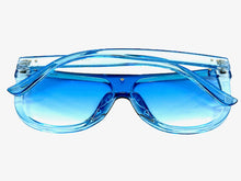 Classy Elegant Modern Rerto Shield Style SUNGLASSES Blue Frame 6515