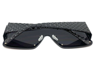 Oversized Contemporary Modern Retro Shield Style SUNGLASSES Large Flat Dark Lens 96312