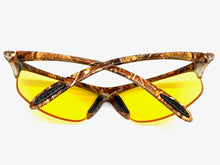 Classic Sporty Wrap Around HD Yellow Lens SUNGLASSES Brown Camouflage Frame 2250