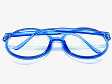 Oversized Vintage Retro Style Clear Lens EYEGLASSES X-Large Round Blue Frame 1734