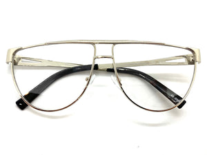 Classic Vintage Retro Style Clear Lens EYEGLASSES Chrome Frame 163889