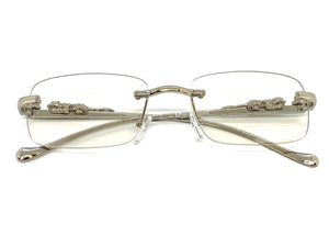 Classy Elegant Sophisticated Luxury Style Clear Lens EYEGLASSES Rimless Silver Frame E0661