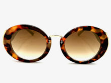 Exaggerated Vintage Retro Funky Hippie Style SUNGLASSES Round Tortoise & Gold Frame P8216