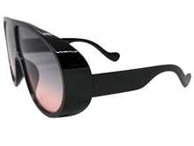 Oversized Exaggerated Vintage Retro Shield Style SUNGLASSES X-Large Black Frame - Gradient Lens 58843