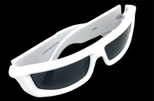 Sleek Modern Futuristic Biker Sporty Wrap SUNGLASSES Thick White Frame 80622