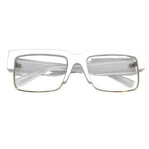 Classy Contemporary Modern Retro Clear Lens EYEGLASSES White & Gold Frame 8259