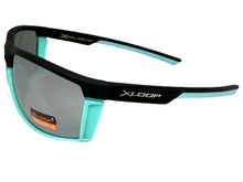 Sporty Wrap Around Cycling Fishing Biker SUNGLASSES Sleek Black & Aqua Frame - Mirror Lens 2723