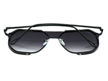 Classy Trendy Bold Modern Retro Shield Style SUNGLASSES Black Frame - Gradient Lens 5399