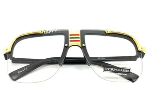 Men's Classic Vintage Retro Hip Hop Style Clear Lens EYEGLASSES Black & Gold Frame 2719