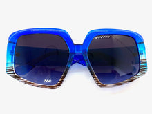 Oversized Vintage Retro Style SUNGLASSES Large Blue Frame 1113