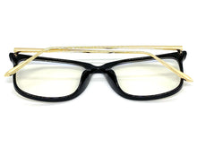 Classic Vintage Retro Style Clear Lens EYEGLASSES Square Black & Gold Frame IT097