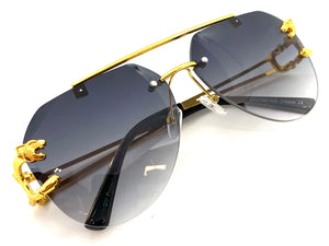 Men's Classy Elegant Luxury Modern Retro Style SUNGLASSES Large Gold Frame 27667